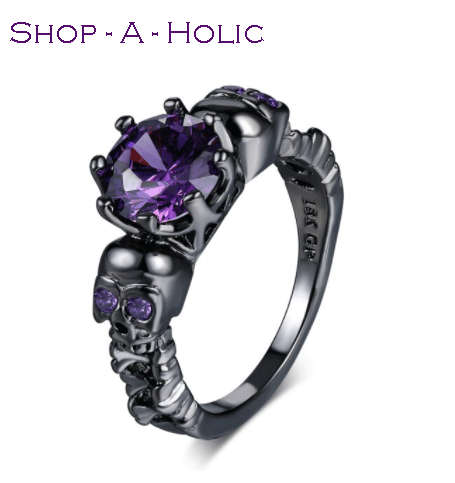 *** PURPLE GOTHIC SKULL STYLE ~ PURPLE CZ  RING * Size 6 / 8 ***