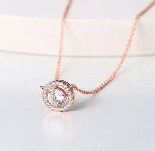 *** ROSE GP CZ PENDANT CHOCKER NECKLACE ***