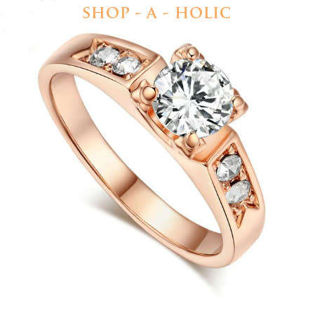* CLASSICAL ~ 18K ROSE GP ~ SIM DIAMOND ENG  RING * Size : 6 / 8 / 9 *