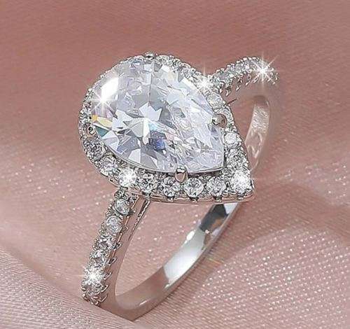 * 2 CARAT SWISS PEAR CUT CZ RING * Sizes: 6 (L) *