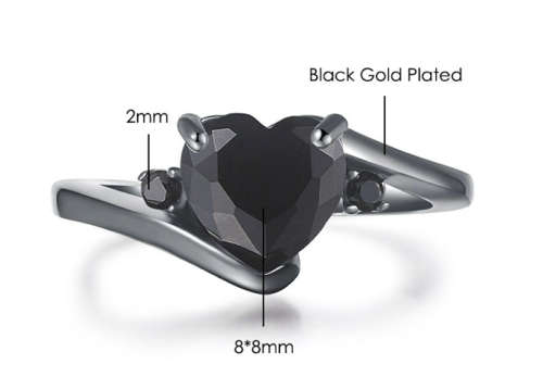 * 2 CARAT BLACK HEART CZ BLACK RING * Sizes: 6 /  8 / 9 AVAILABLE *