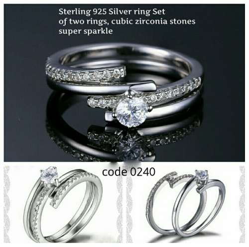 Ring Set***GORGEOUS! 925 STERLING SILVER Wedding, Engagement rings***SIZE 6 or 7,or  8