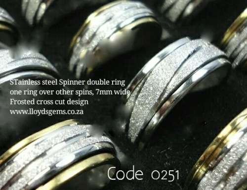 SPINNER RINGS,double STAINLESS STEEL *SIZES 18 TO 22MM- 9 to 13