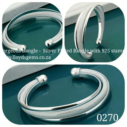 SILVER Plated Bangle, with 925 stamp, lovely gift, FREE VELVET BAG****