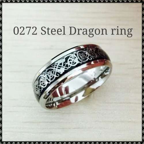 Silver Steel Dragon Ring, 8MM WEDDING BAND Free Box, SIZE 14 only