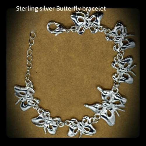 Butterfly Bracelet, Sterling Silver 22` free velvet bag