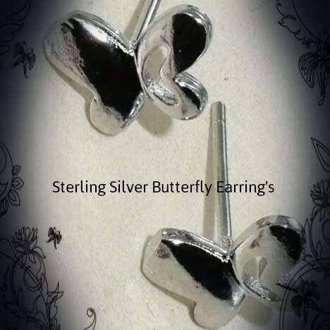 Butterfly, Sterling Silver Earrings,4mm dainty, free velvet bag