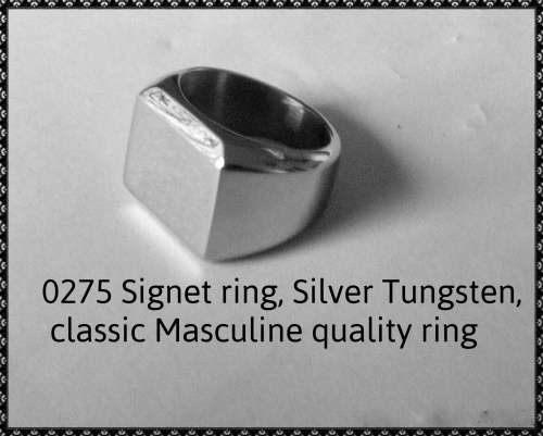 Signet Ring, Silver Tungsten Power Ring, Superb Quality High Polish, SIZE 8 to 11