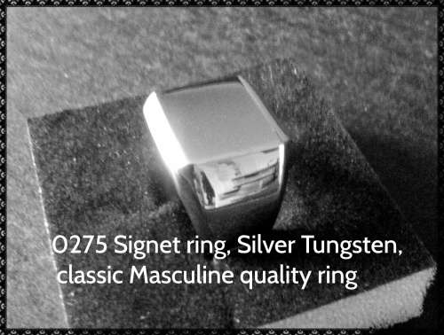 Signet Ring, Silver Tungsten Power Ring, Superb Quality High Polish, SIZE 8 to 11