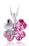 ***GORGEOUS 4 LEAF CLOVER PINK CRYSTAL PENDANT***
