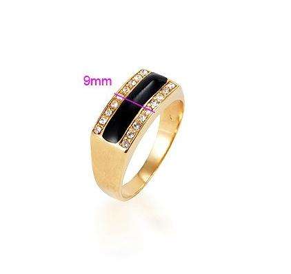 ***MENS 18K GOLD PLATED & CUBIC ZIRCONIA RING****SIZE 10