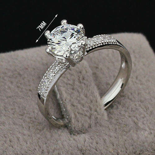 BEAUTIFUL 925 SILVER CZ ENGAGEMENT RING, FREE RING BOX, SIZE 8