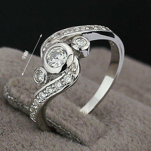 GORGEOUS! 925 STERLING SILVER & CZ DRESS RING, FREE RING BOX*SIZE 6