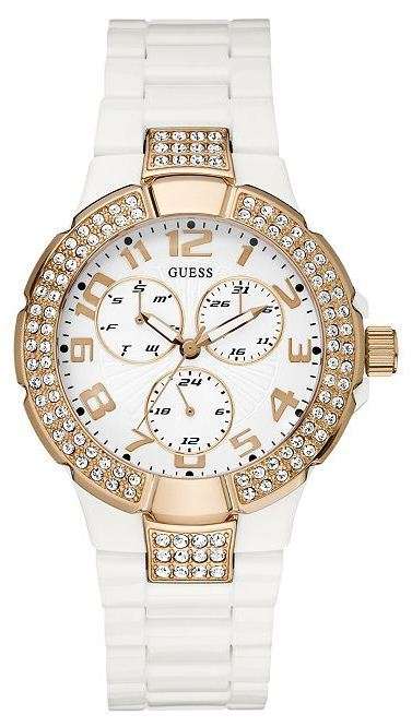 GUESS WHITE POLYCARBONATE STRAP ROSE GOLD LADIES WATCH U13608L1***FREE SHIPPING***
