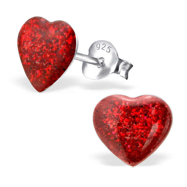 Children's 925 Sterling Silver Colourful Heart Ear Studs