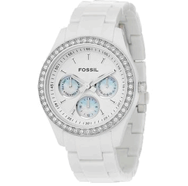Women's Fossil White Multifunction Glitz Watch-BEST SELLER