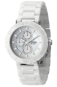 Women's Fossil White Mother Of Pearl Ceramic Watch-NEW STYLE