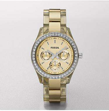 Fossil ES2867 Stella Translucent Yellow Dial Ladies Watch New