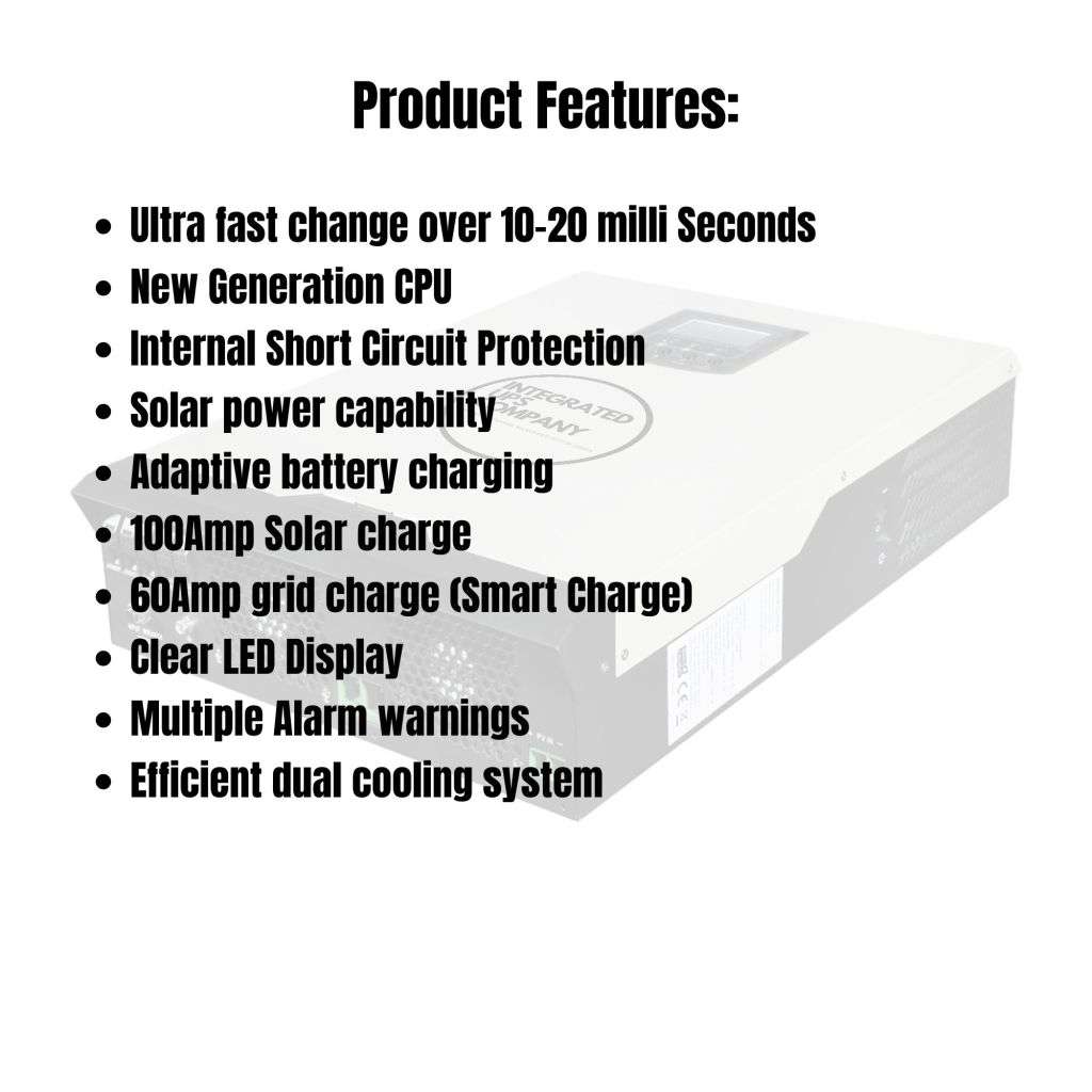 3kW Hybrid UPS Solar Inverter (3500VA/3000W) Off-grid or Grid tied for Offices, Farms or Homes