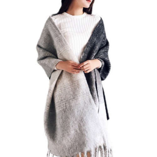 Winter and Autumn Warm Long Jacquard Cashmere Scarf or Shawl with Exaggerated Tassel