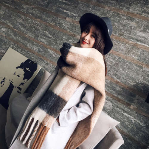 Winter and Autumn Warm Long Jacquard Cashmere Scarf or Shawl with Exaggerated Tassel