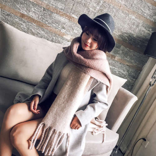 Winter and Autumn Warm Long Jacquard Cashmere Scarf or Shawl with Exaggerated Tassel