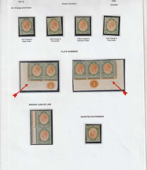 1913 kINGS HEAD KGV  4D VARIANTS INCLUDING, INV WMK,PLATE NUMBER, COLOUR VARIANTS UM/MM
