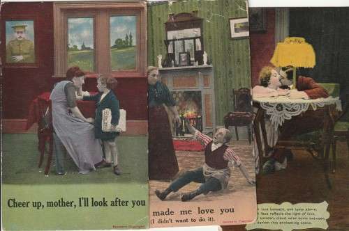 bamforth postcardS`6 VINTAGE CARDS MIXED CONDITION