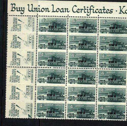 SWA WAR EFFORT 4D BLOCK OF18,(6units,) MNH WITH SLOGANS AND TABS