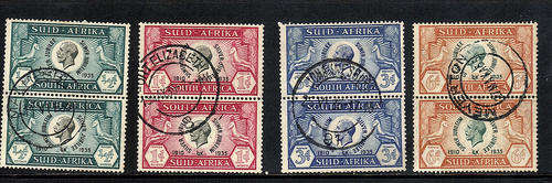 1935 SILVER JUBILEE FULL SET in vertical pairs SUPERB CANCELLATIONS