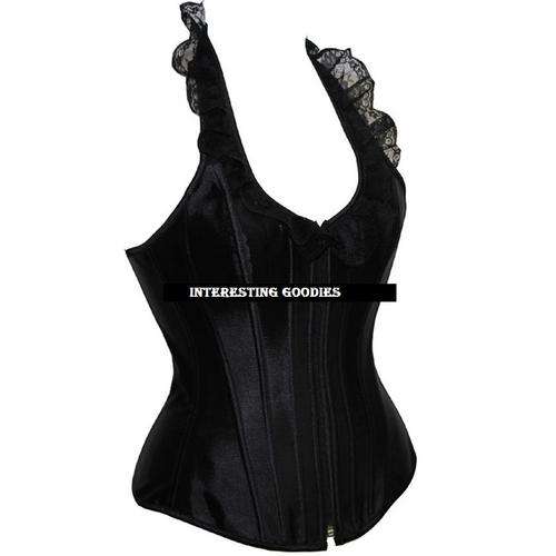 Versatile Black Halterneck Corset with Thong  - S/M/L/XL/XXL