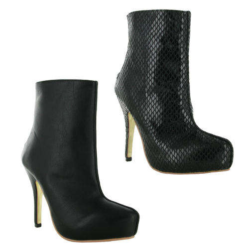 WICKEDLY HOT - Ladies Platform Ankle Boots- Matt Black - UK size 7