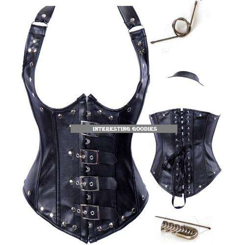 Sexy HOT Buckle Styled Pleather Underbust Corset  (2 piece ) - S / M /L / XL / XXL