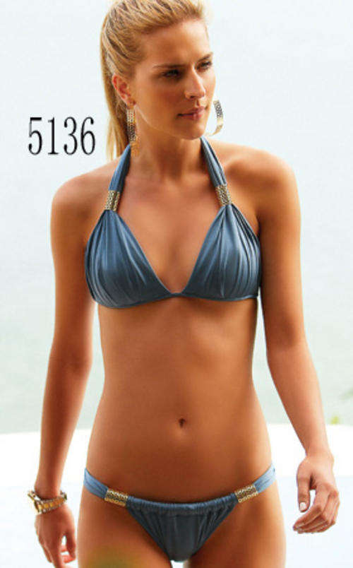Last one !!! Stunning Blue Grey  Bikini with Silver trim  - size 30