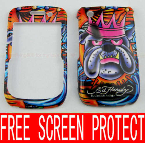HOT !!Ed Hardy - Hard Case for BLACKBERRY CURVE 8520 + free protector cover