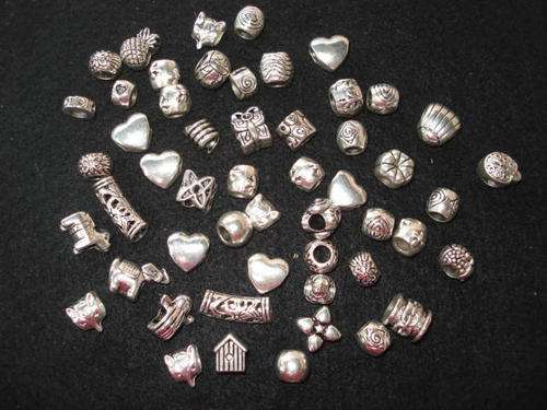 Batch of Silver plated Euro styled charms (52 charms in this LOT)  !!