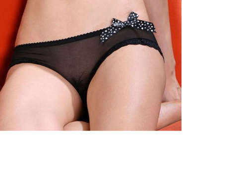 Black Opaque Brief with bow