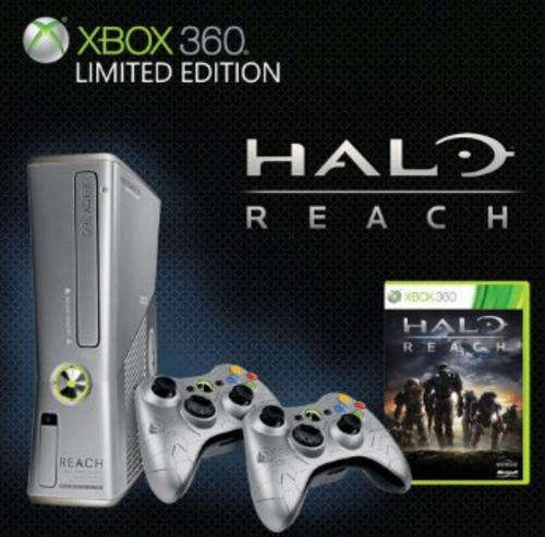 Xbox 360 SLIM SILVER LIMITED EDITION HALO REACH  250gig with 2 Controllers! LIMITED SPECIAL!!