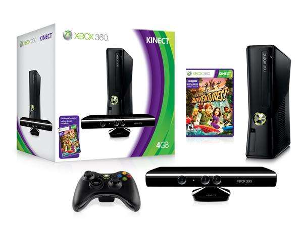 XBOX 360 SLIM, 4G CONSOLE WITH KINECT AND KINECT ADVENTURTES GAME!