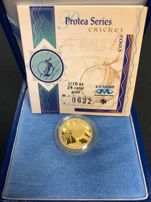2003 Gold Protea 1/10oz Cricket