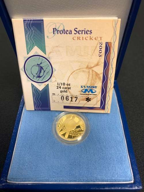 2003 Gold Protea 1/10oz Cricket