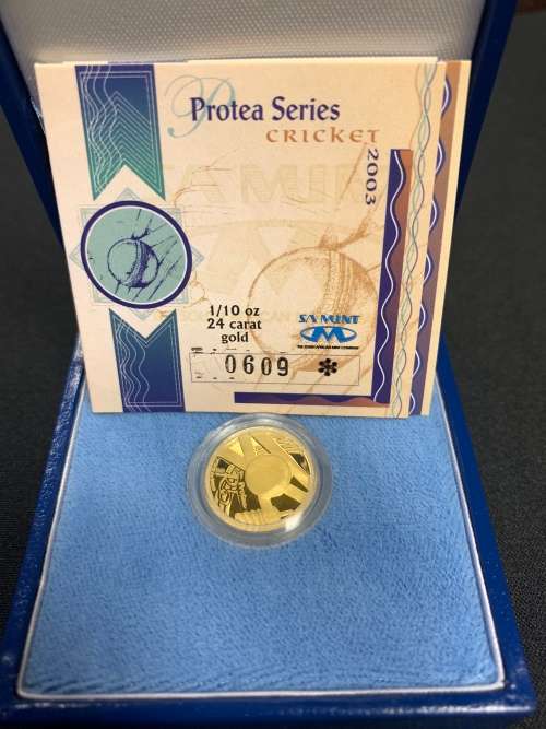 2003 Gold Protea 1/10oz Cricket