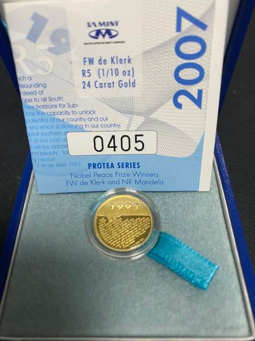 2007 Willem De Klerk Speech 24 Carat Gold 1/10th