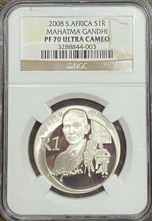 South Africa 2008 Mahatma Gandhi S1R NGC PF 70 ULTRA CMEO
