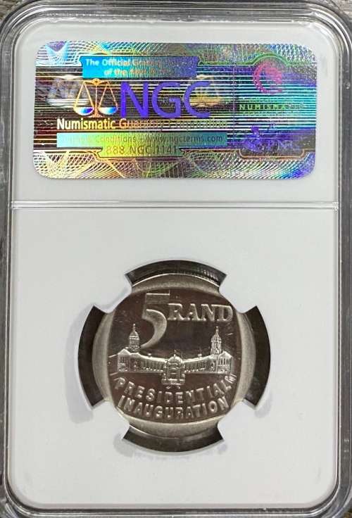 South Africa 1994 Presidential Inauguration R5 NGC PF69 Ultra Cameo