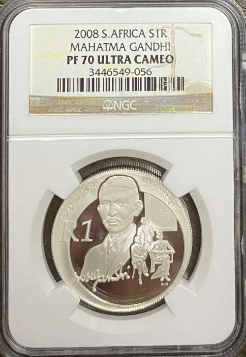 South Africa 2008 Mahatma Gandhi S1R NGC PF70 Ultra Cameo