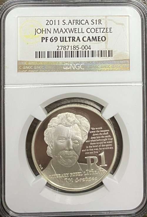 South Africa 2011 John Maxwell Coetzee Nobel S1R NGC PF69 Ultra Cameo
