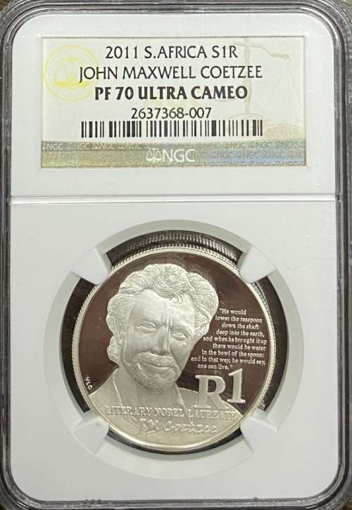 South Africa 2011 John Maxwell Coetzee Nobel S1R NGC PF70 Ultra Cameo