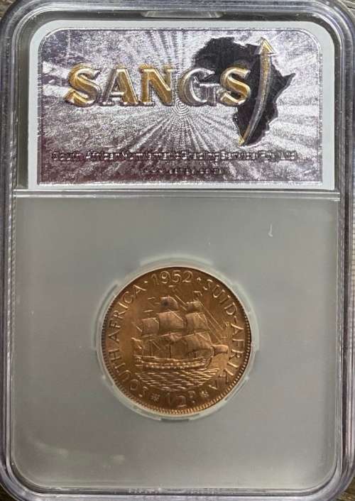 South Africa 1952 1/2P SANGS PF64RB