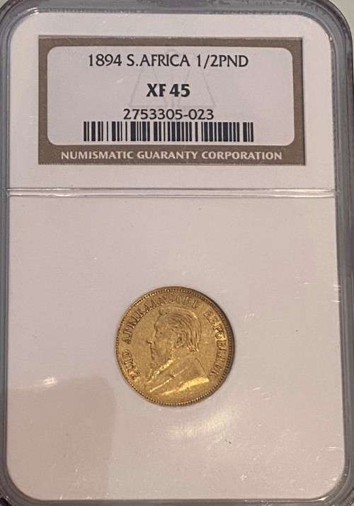 1894 South Africa Gold 1/2 Pond NGC XF45